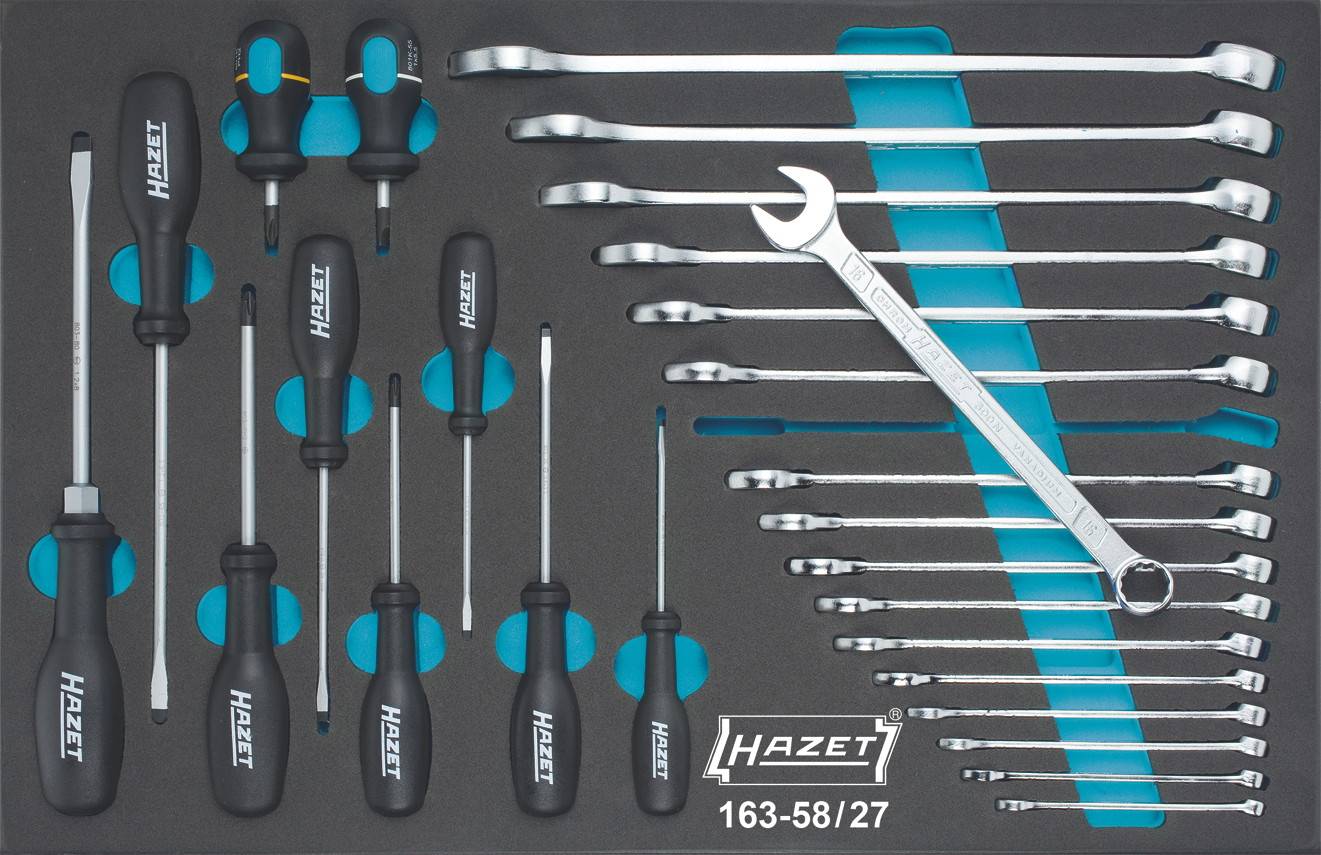 HAZET Werkzeug-Satz Ring-Maulschlüssel, Schraubendreher 163-58/27 (163-58/27)