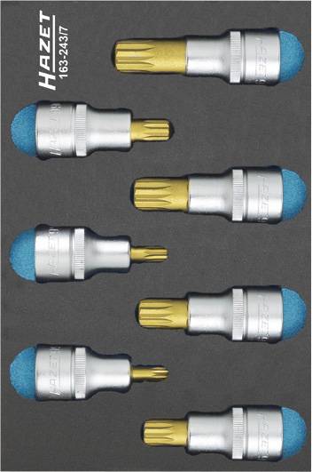 HAZET Innen-Vielzahn (XZN) Steckschlüssel-Bit-Einsatz-Set 7teilig 1/2\" (12.5 mm) 163-243/7 (163-243/