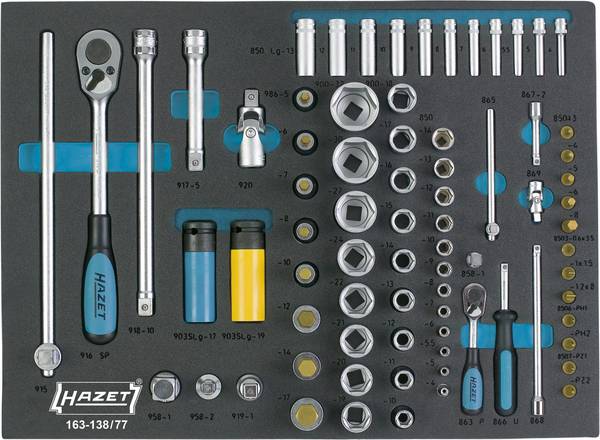 Hazet  Steckschlüsselsatz metrisch 1/4" (6.3 mm), 1/2" (12.5 mm) 77teilig 163-138/77