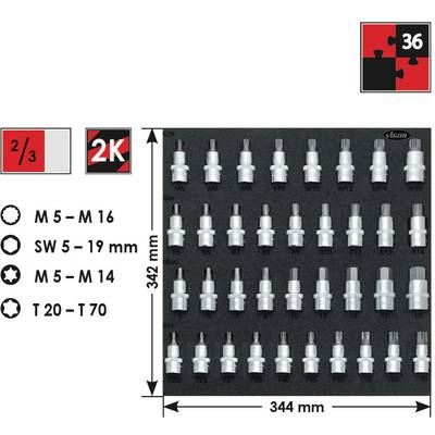 Vigor  Steckschlüssel-Bit-Einsatz-Set  1/2" (12.5 mm) 36teilig V2672