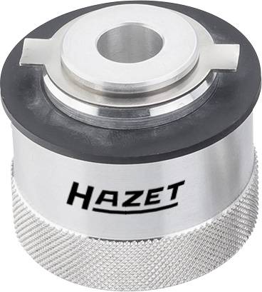 Metallisches Werkzeug mit Schriftzug 'Hazet', zylindrische Form, geriffelte Basis, vermutlich ein spezieller Aufsatz oder Adapter.