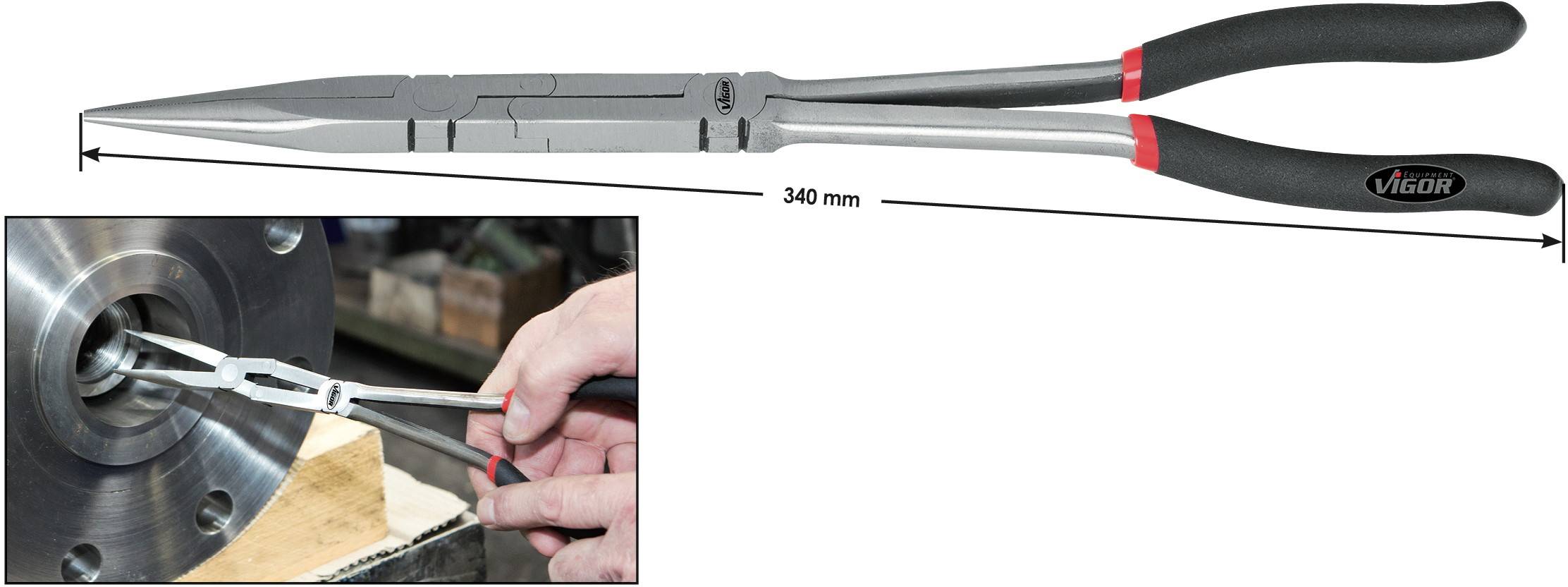 Vigor V2783 Werkstatt Flachrundzange Gerade 340 mm