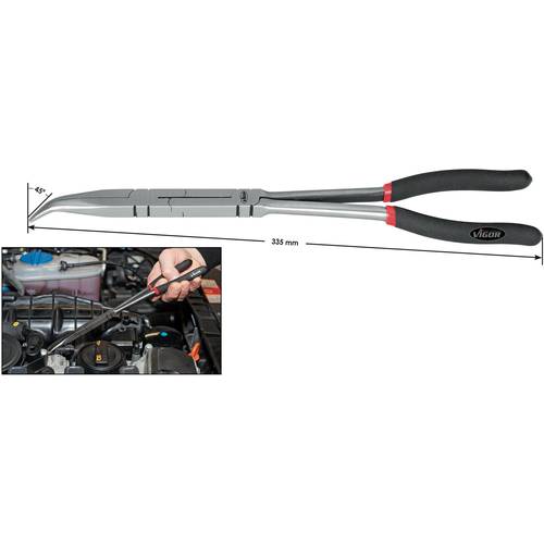 Vigor V2782 Werkstatt Flachrundzange 45° gebogen 335 mm