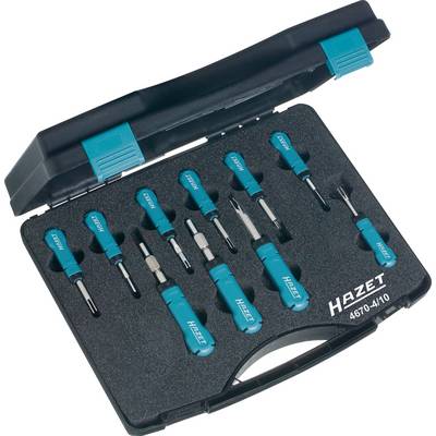 Werkzeugkasten mit mehreren Torx-Schraubendrehern in verschiedenen Größen, alle mit blauem Griff, in schwarzem Etui.