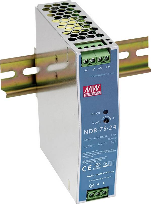 MEAN WELL NDR-75-12 Hutschienen-Netzteil (DIN-Rail) 12 V/DC 6.3 A 75 W Anzahl Ausgänge:1 x Inhalt 1 St.