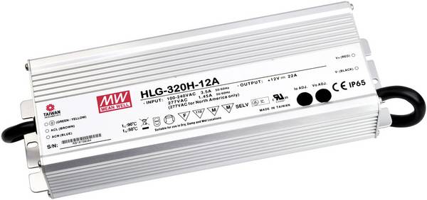 MEAN WELL HLG-320H-24A LED-Treiber, LED-Trafo Konstantspannung, Konstantstrom 320 W 13.3 A 24 V/DC PFC-Schaltkreis, Überlastschutz, einstellbar 1 St.