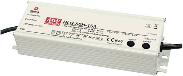 MEAN WELL HLG-80H-24A LED-Treiber, LED-Trafo Konstantspannung, Konstantstrom 81.6 W 3.4 A 24 V/DC PFC-Schaltkreis, Überlastschutz, einstellbar 1 St.