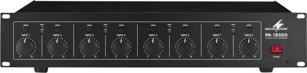 Monacor PA-1850D ELA-Verstärker 50 W 8-Kanal 8-Zonen