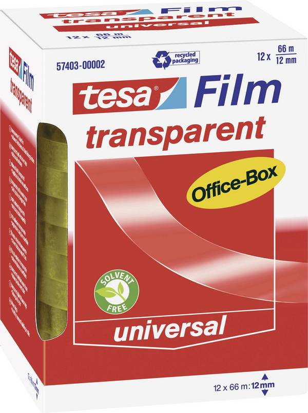 tesa OFFICE-BOX 57403-00002-01 tesafilm  Transparent (L x B) 66 m x 12 mm 12 St.