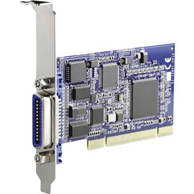 Eine Computer-Erweiterungskarte mit elektronischen Schaltkreisen und einem parallelen Anschluss auf einer blauen Platine.