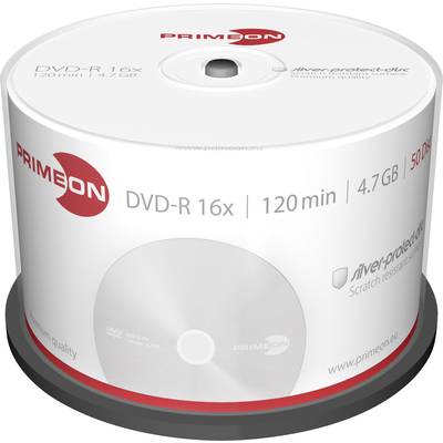 Primeon 2761204 DVD-R Rohling 4.7 GB 50 St. Spindel Silber Matte Oberfläche