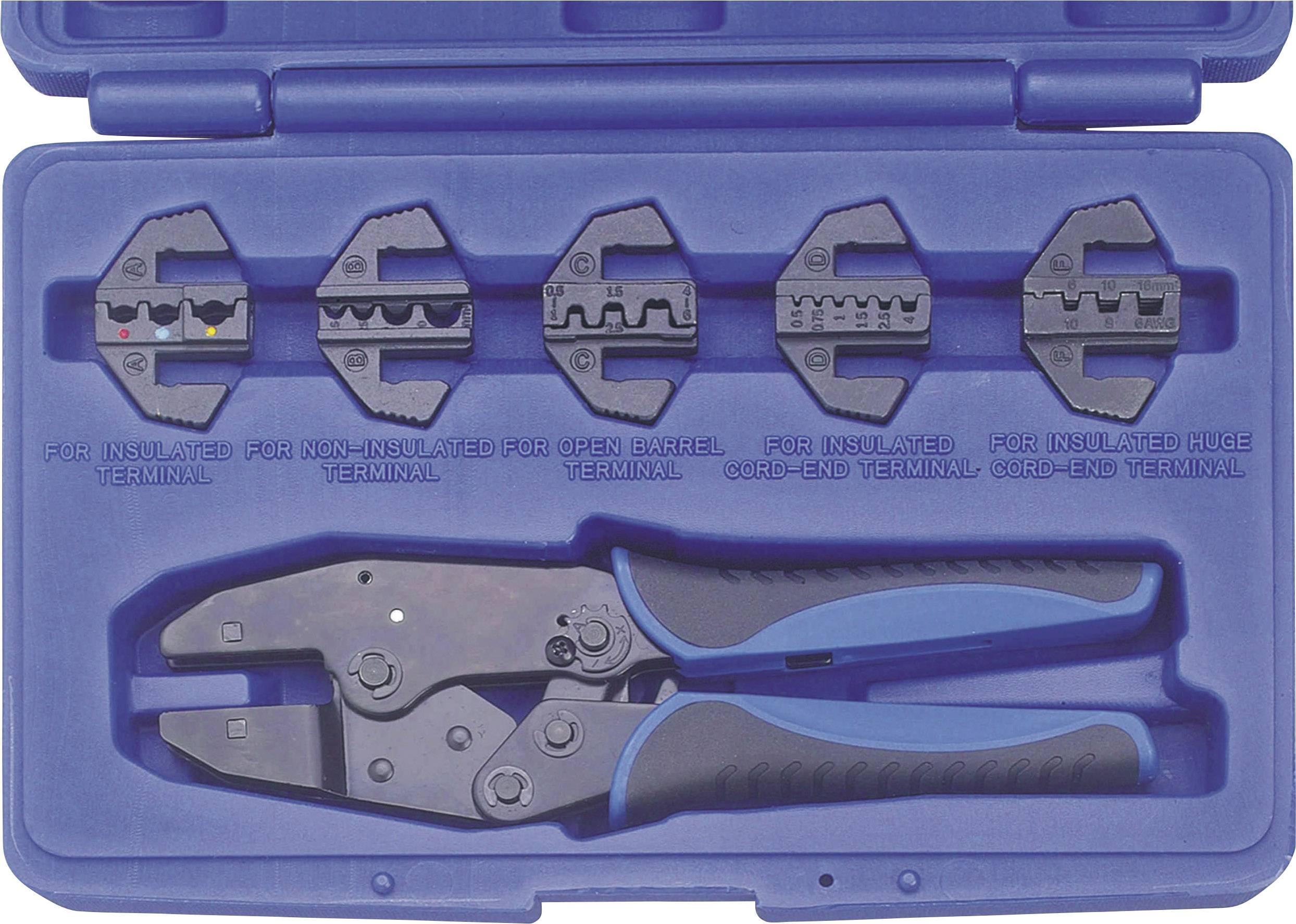 Kunzer 7CZ06 Crimptænger-sæt 6 dele Isolerede kabelsko;, Uisolerede kabelsko, Kabelsko 0.5 til 16 mm² Inkl. udskiftelige krympeindsatser
