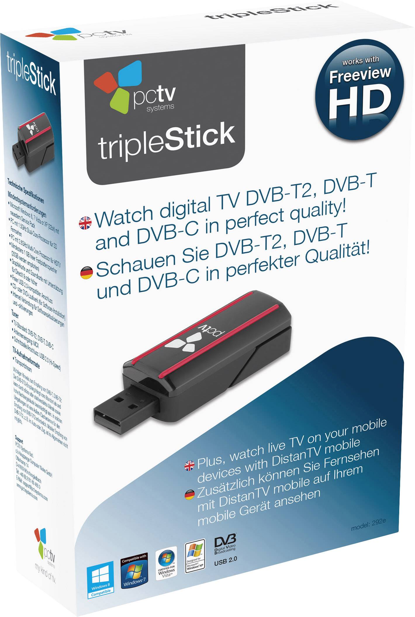 PCTV Systems Triple Stick TV-Stick Aufnahmefunktion, mit Fernbedienung, mit DVB-T Antenne-1