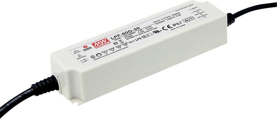 MEAN WELL LPF-60D-24 LED-Treiber, LED-Trafo Konstantspannung, Konstantstrom 60 W 2.5 A 14.4 - 24 V/DC dimmbar,