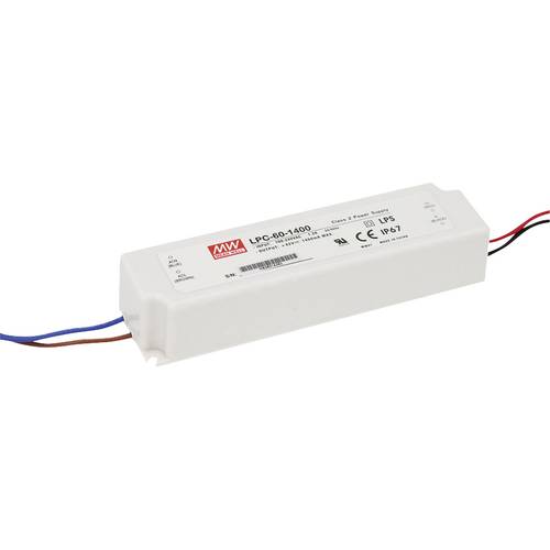 Thumbnail - MEAN WELL LPC-60-1400 LED-Treiber Konstantstrom 58.8 W 1.4 A 9 - 42 V/DC nicht dimmbar, Überlastschutz 1 St.