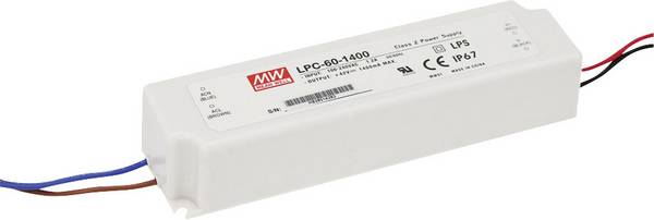 MEAN WELL LPC-60-1400 LED-Treiber Konstantstrom 58.8 W 1.4 A 9 - 42 V/DC nicht dimmbar, Überlastschutz 1 St.