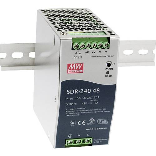 MEAN WELL SDR-240-48 Hutschienen-Netzteil (DIN-Rail) 48 V/DC 5 A 240 W Anzahl Ausgänge:1 x Inhalt 1 St.