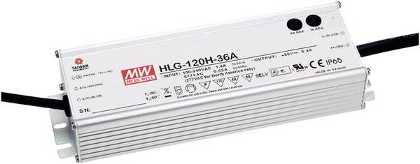 MEAN WELL HLG-120H-12A LED-Treiber, LED-Trafo Konstantspannung, Konstantstrom 120 W 10 A 12 V/DC PFC-Schaltkreis, Überlastschutz, einstellbar 1 St.