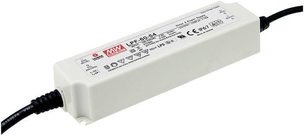 MEAN WELL LPF-60-12 LED-Treiber, LED-Trafo Konstantspannung, Konstantstrom 60 W 5 A 7.2 - 12 V/DC nicht dimmbar, PFC-Schaltkreis, Überlastschutz 1 St.