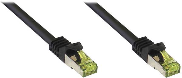 Good Connections® RJ45 Patchkabel mit Cat. 7 Rohkabel und Rastnasenschutz (RNS®), S/FTP, PiMF, 500MHz, schwarz, 2m