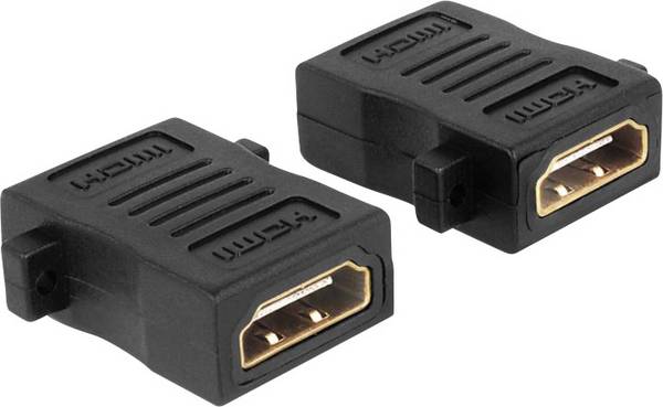 Delock 65509 HDMI Adapter [1x HDMI-Buchse - 1x HDMI-Buchse] Schwarz schraubbar, vergoldete Steckkontakte 0 mm