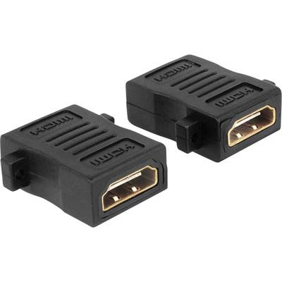Delock 65509 HDMI Adapter [1x HDMI-Buchse - 1x HDMI-Buchse] Schwarz schraubbar, vergoldete Steckkontakte 