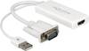 Delock 62460 VGA / USB / HDMI Adapter [1x VGA-Stecker, USB 2.0 Stecker A - 1x HDMI-Buchse] Weiß 25.00 cm