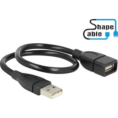 Delock USB-Kabel USB 2.0 USB-A Stecker, USB-A Buchse 0.35 m Schwarz flexibles Schwanenhals-Kabel 83498