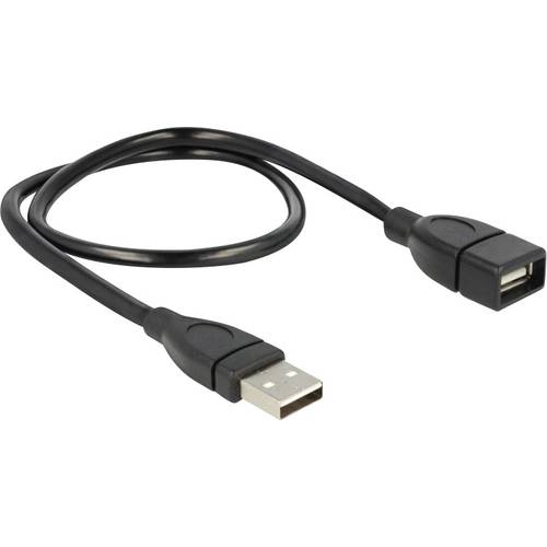 Delock USB-Kabel USB 2.0 USB-A Stecker, USB-A Buchse 0.50 m Schwarz flexibles Schwanenhals-Kabel 83499