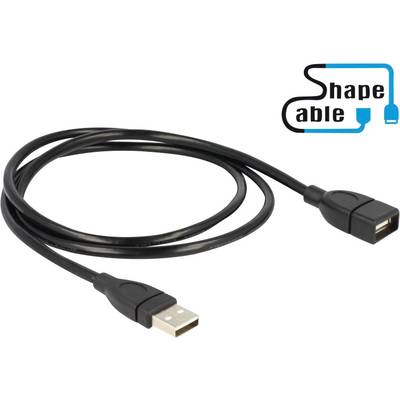 Delock USB-Kabel USB 2.0 USB-A Stecker, USB-A Buchse 1.00 m Schwarz flexibles Schwanenhals-Kabel 83500