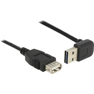 Delock USB-Kabel USB 2.0 USB-A Stecker, USB-A Buchse 5.00 m Schwarz beidseitig verwendbarer Stecker, vergoldete Steckkon