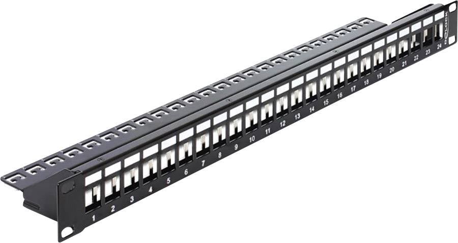 Delock 43277 24 Port Netzwerk-Patchpanel 483 mm (19") Unbestückt 1 HE Mehrfarbig Unbestückt