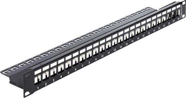 Delock 43277 24 Port Netzwerk-Patchpanel 483 mm (19") Unbestückt 1 HE Mehrfarbig Unbestückt