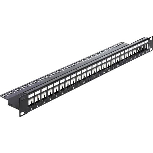 Thumbnail - Delock 43277 24 Port Netzwerk-Patchpanel 483 mm (19) Unbestückt 1 HE Schwarz Unbestückt