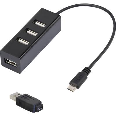 renkforce 4 Port USB 2.0 OTG-Hub + micro-B zu USB-A Adapter