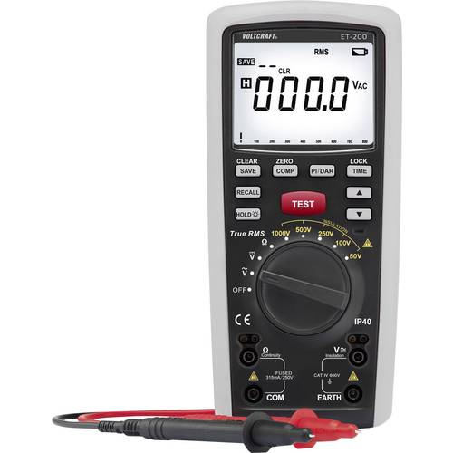 VOLTCRAFT ET-200 Isolationsmessgerät kalibriert (ISO) 50 V, 100 V, 250 V, 500 V, 1000 V 20 GΩ