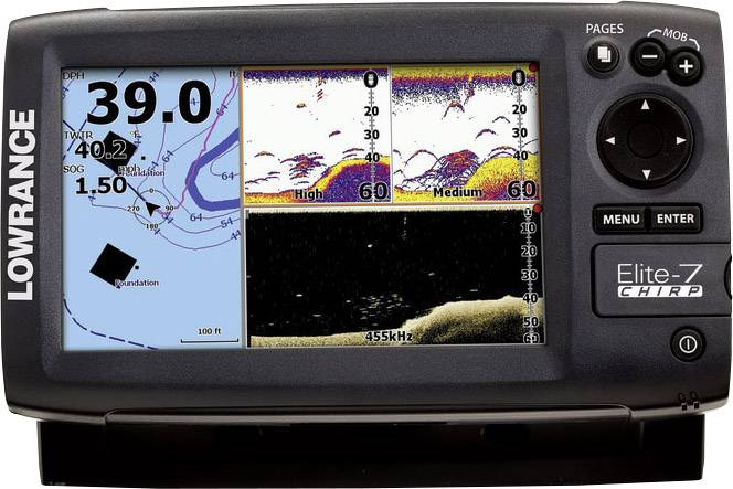 , Fischfinder, Echolot, GPSSeekartenplotter, 50/200 kHz + 455/800 kHz