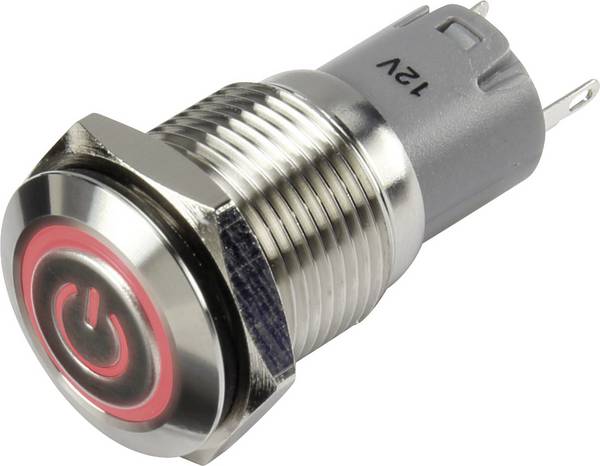 TRU COMPONENTS 1303024 LAS2GQF-11ZET/R/12V/S/P Druckschalter 48 V/DC 2 A 1 x Ein/Ein rastend Rot IP65 1 St.
