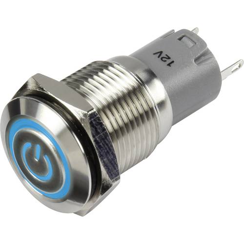 TRU COMPONENTS 1303026 LAS2GQF-11ZET/B/12V/S/P Druckschalter 48 V/DC 2 A 1 x Ein/Ein rastend Blau IP65 1 St.