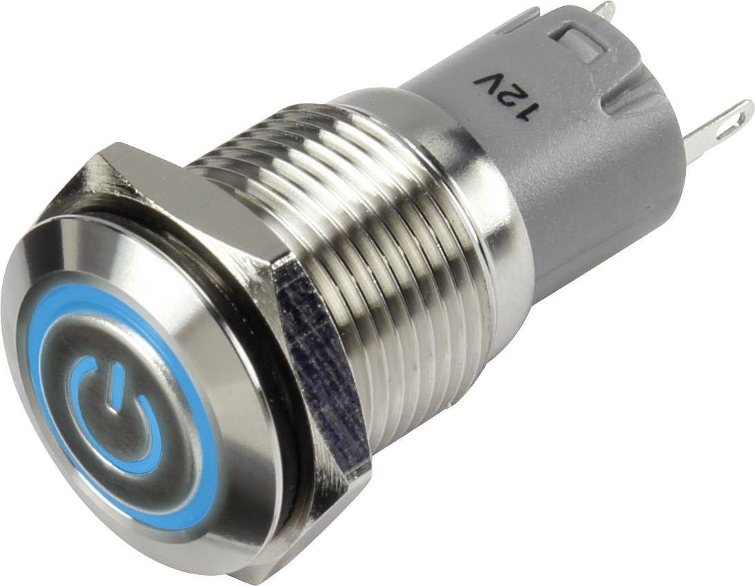 TRU COMPONENTS 1303026 LAS2GQF-11ZET/B/12V/S/P Druckschalter 48 V/DC 2 A 1 x Ein/Ein rastend Blau IP65 1 St.