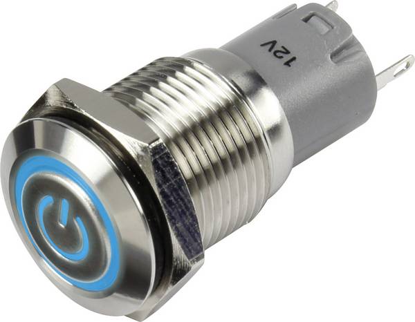 TRU COMPONENTS 1303026 LAS2GQF-11ZET/B/12V/S/P Druckschalter 48 V/DC 2 A 1 x Ein/Ein rastend Blau  IP65 1 St.