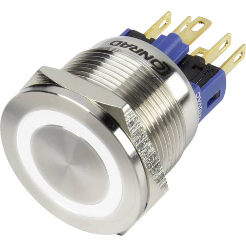 TRU COMPONENTS 1303050 GQ22S-11E/W/12V Vandalismusgeschützter Drucktaster 250 V/AC 3 A 1 x Aus/(Ein) tastend Weiß IP65 1...