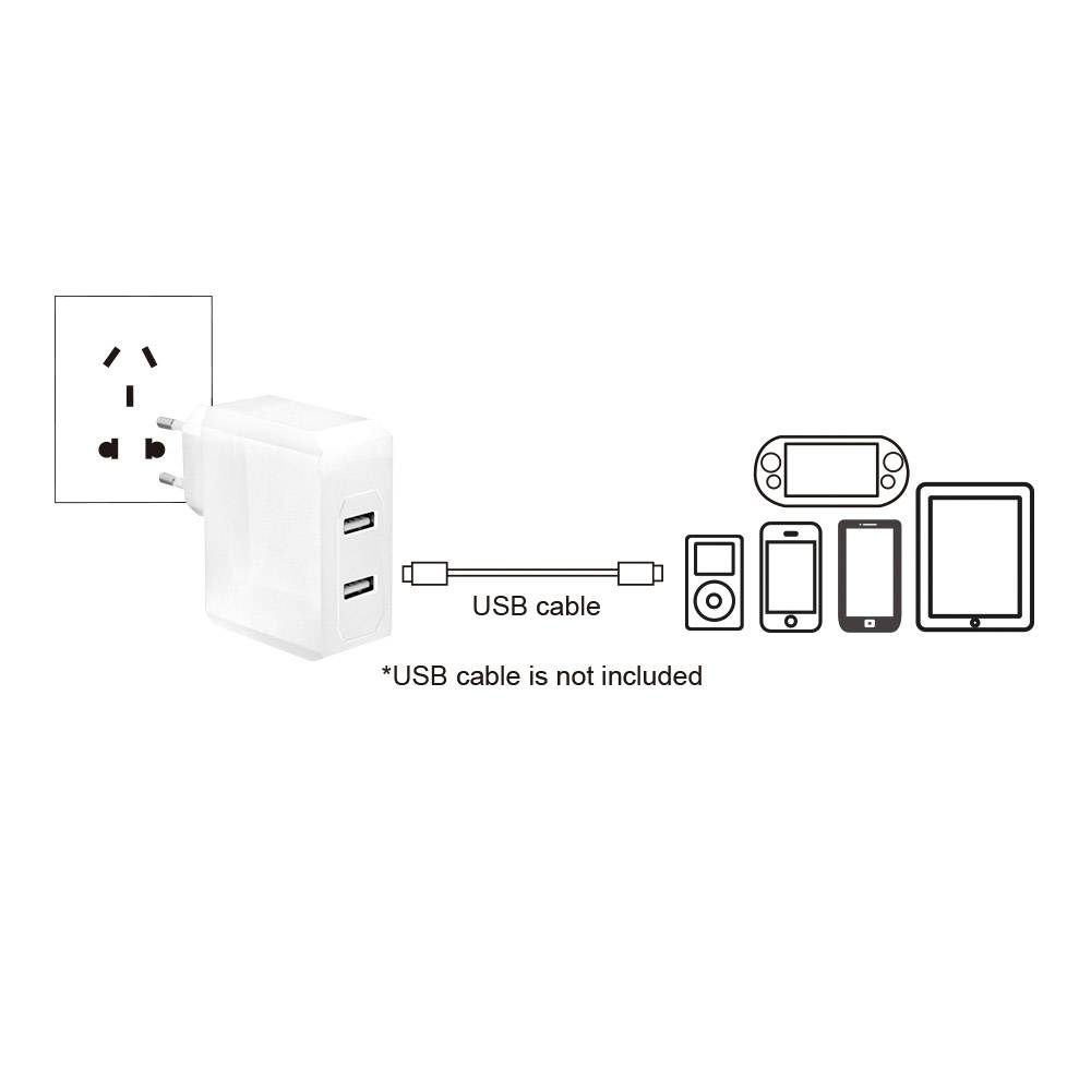 LOGILINK USB Wall Charger, 2 Port,15,5W, white