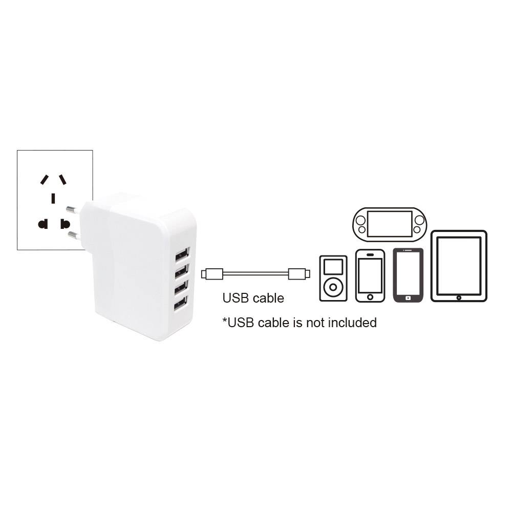 LogiLink USB Steckdosenadapter, 4x USB-Port, 24W-2