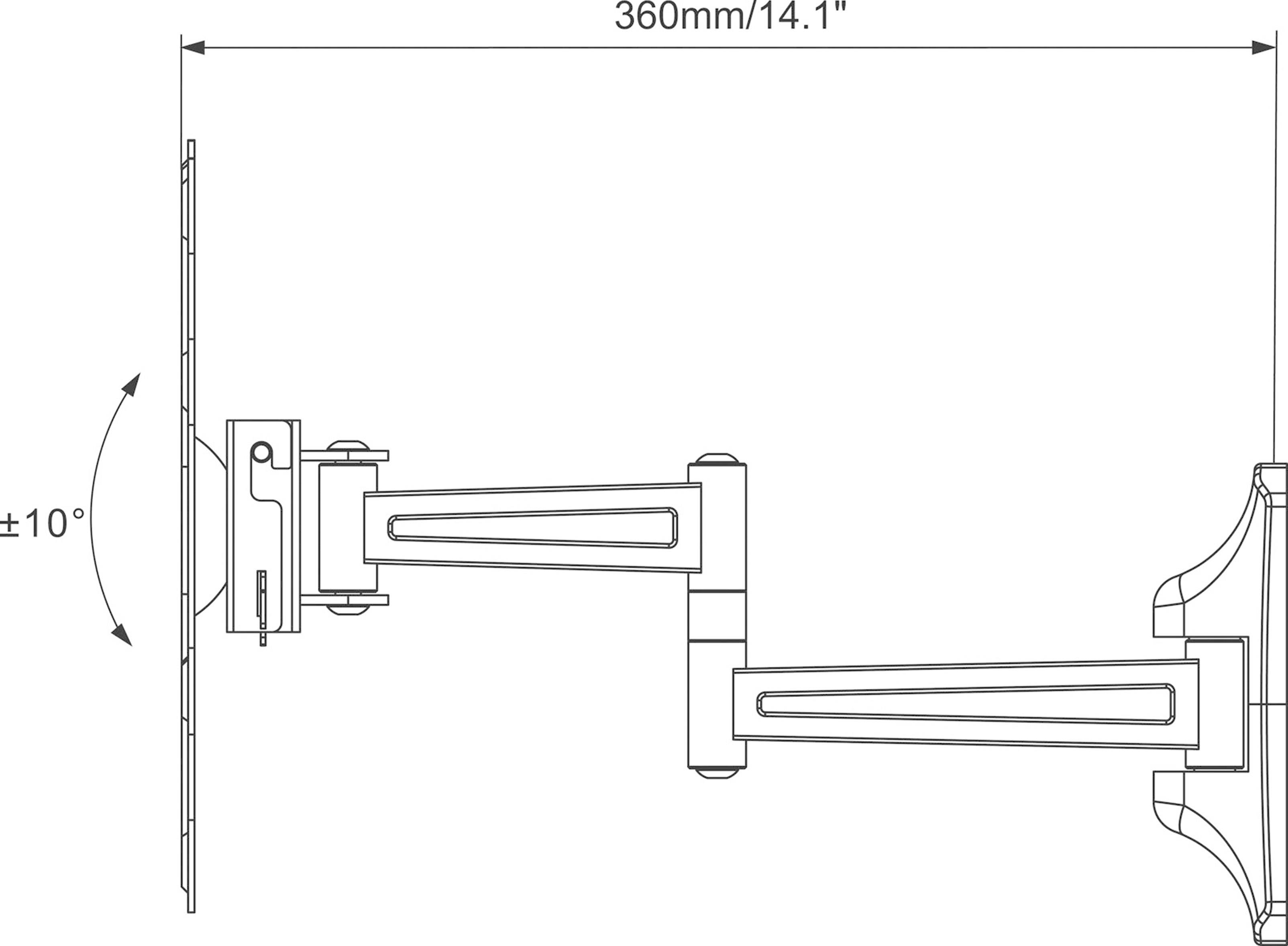 Mount Massive MNT 108 - Befestigungskit (schwenkbare Wandhalterung) - für Flachbildschirm - Schwarz - Bildschirmgröße: 4-2