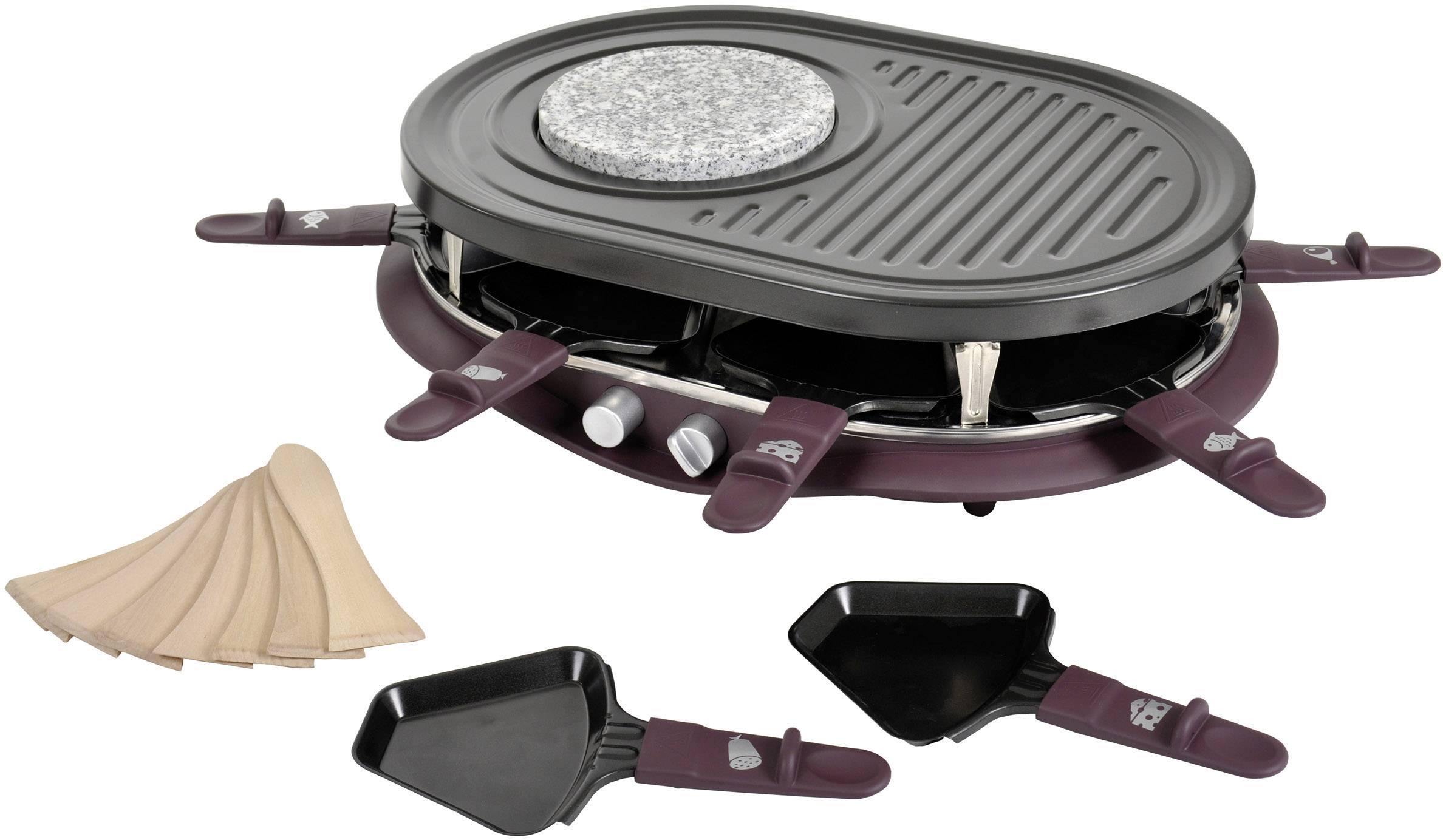 TKG RAC 1009 CS Raclette 8 Pfännchen, Grillfunktion, mit Grillstein, inkl. wechselbarer Zusatzplatten,