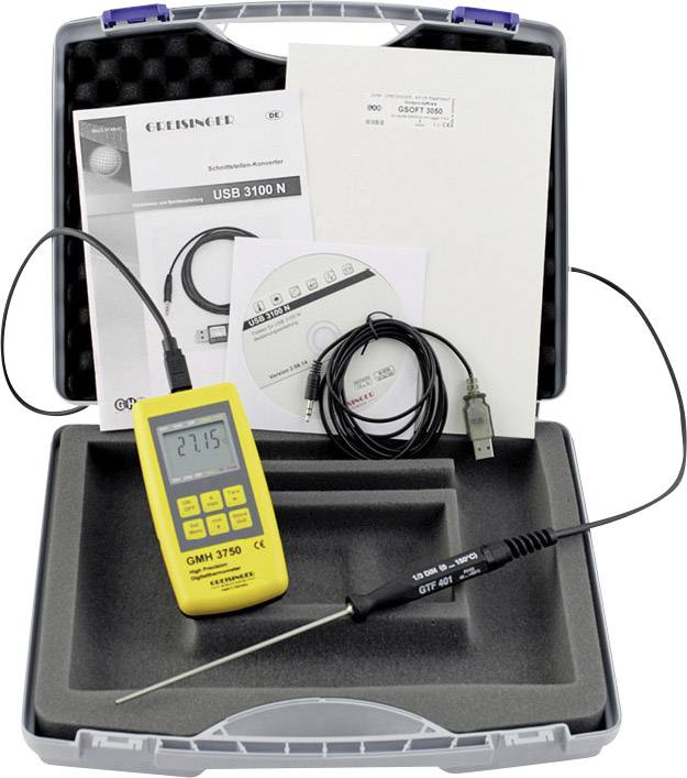 Teploměr Greisinger TEMP 2 605219, -200 - +850 °C, typ senzoru Pt100, Kalibrováno dle: bez certifikátu