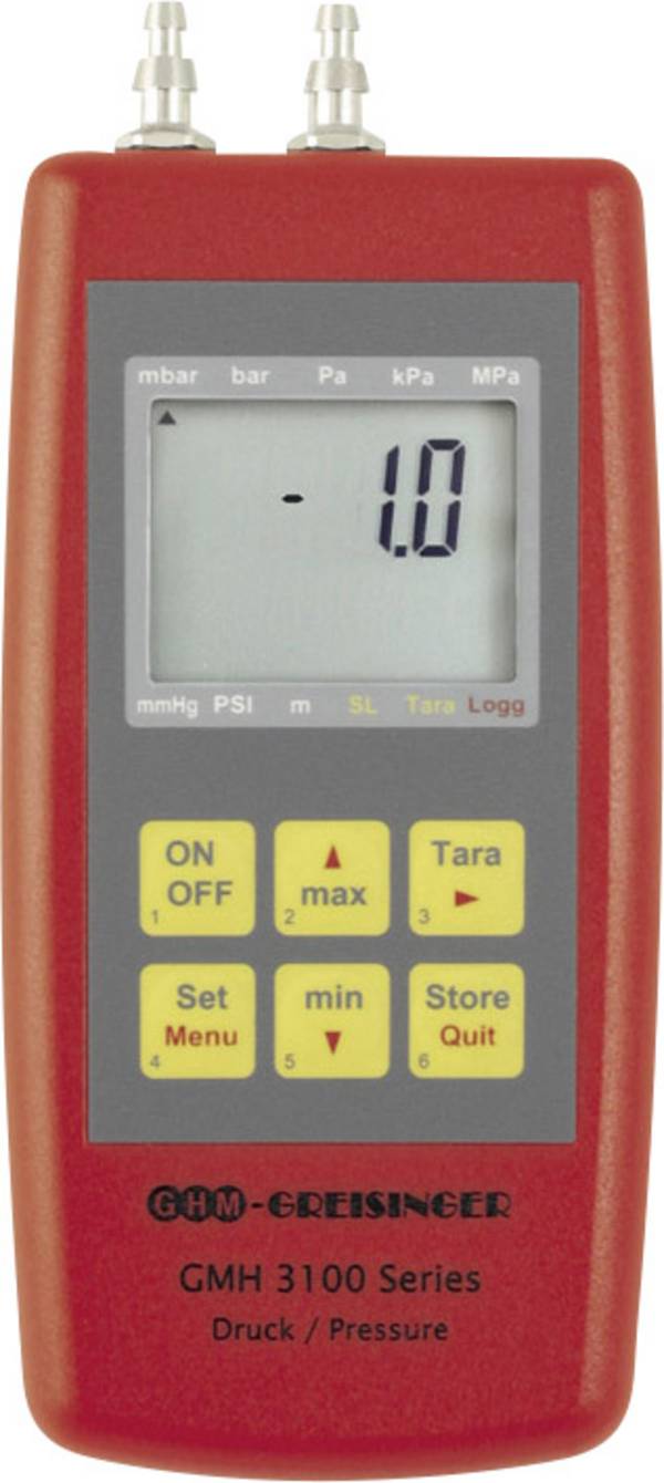 Greisinger GMH3161-002 Druck-Messgerät kalibriert (DAkkS-akkreditiertes Labor) Luftdruck, Nicht aggressive Gase, Korrosive Gase