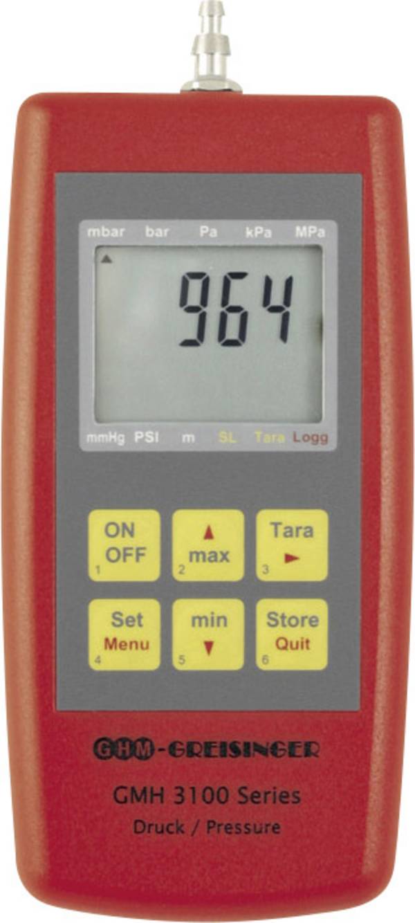 Greisinger GMH3161-12 Druck-Messgerät kalibriert (DAkkS-akkreditiertes Labor) Luftdruck, Nicht aggressive Gase, Korrosive Gase 0 - 1.3 bar