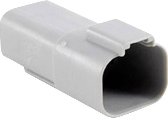 Grauer Kunststoffstecker mit rechteckiger Öffnung, Seitenansicht; keine weiteren Details sichtbar.